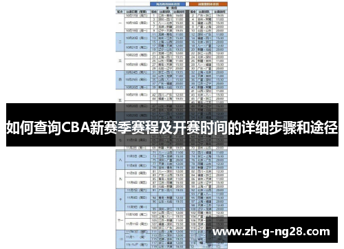 如何查询CBA新赛季赛程及开赛时间的详细步骤和途径